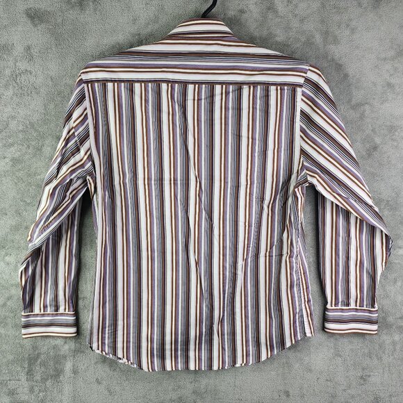 Men's Bugatchi Uomo Multicolor Striped Shirt Long Sleeve Button Down Size L - Picture 8 of 14